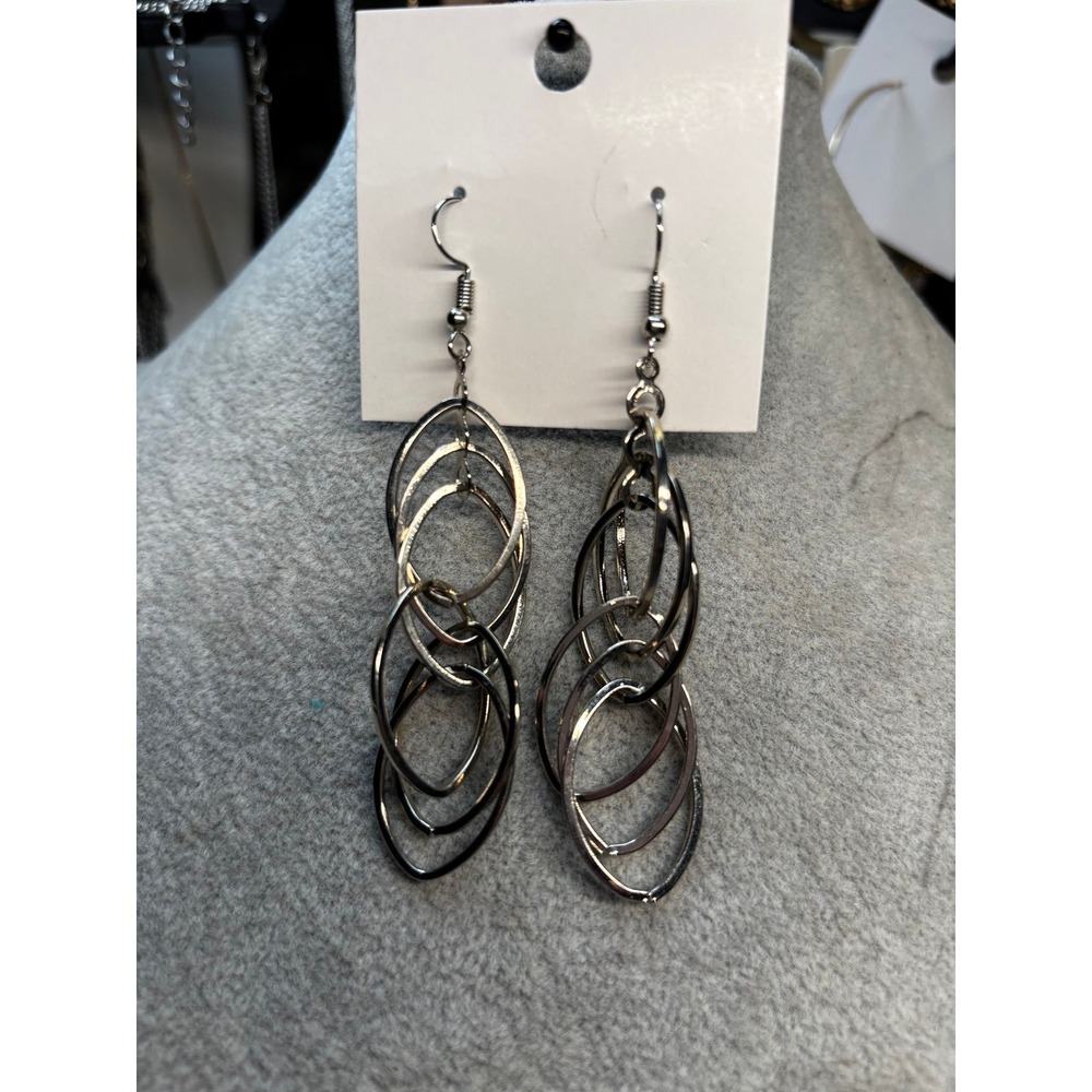 #6. Silver-Tone Interlocking Link Dangle Earrings